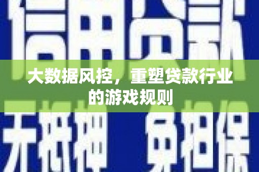 靖边大数据风控，重塑贷款行业的游戏规则