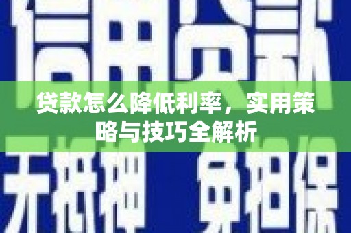 莱城贷款怎么降低利率，实用策略与技巧全解析