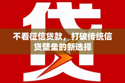 西固不看征信贷款，打破传统信贷壁垒的新选择