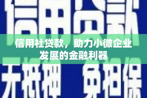 阿里信用社贷款，助力小微企业发展的金融利器